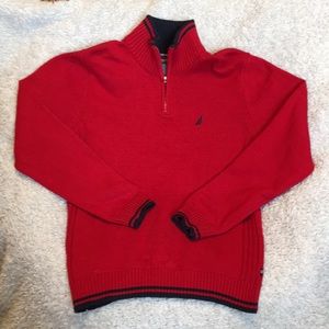 Boys Nautica three quarter zip sweater